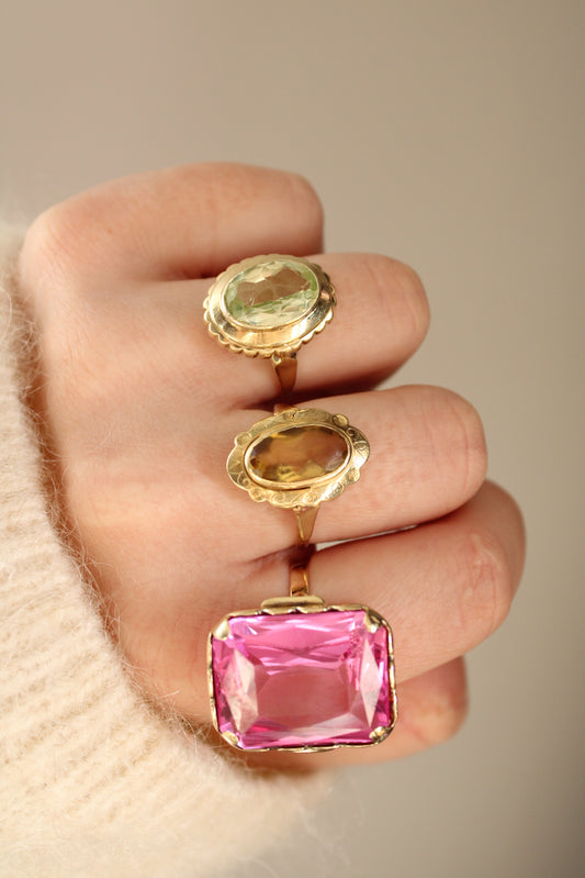 Lime Spinel Statement Ring