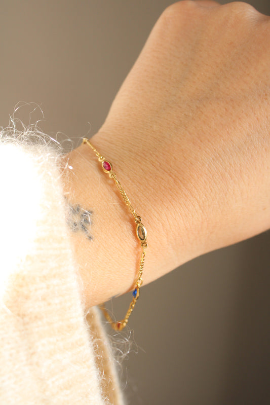 Multi Gem Figaro Bracelet
