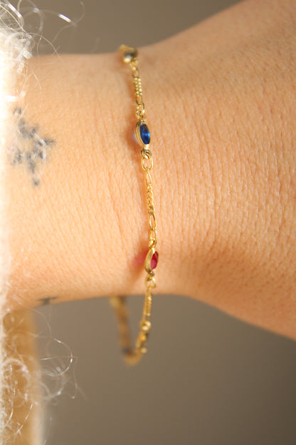 Multi Gem Figaro Bracelet