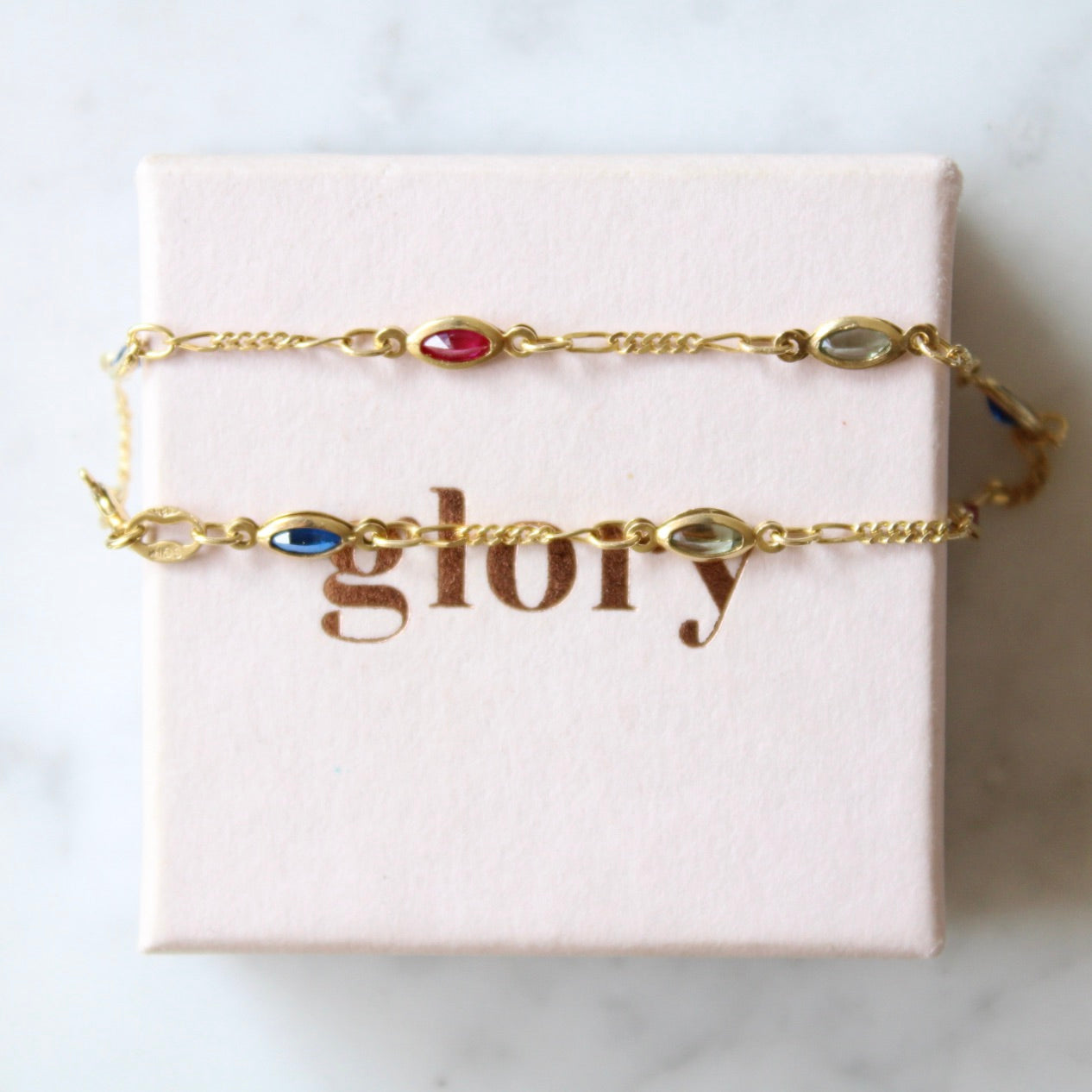 Multi Gem Figaro Bracelet