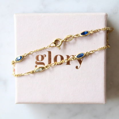 Multi Gem Figaro Bracelet