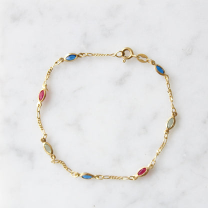 Multi Gem Figaro Bracelet