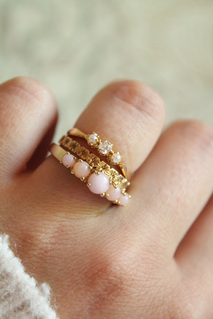 Pink Opal Row Ring