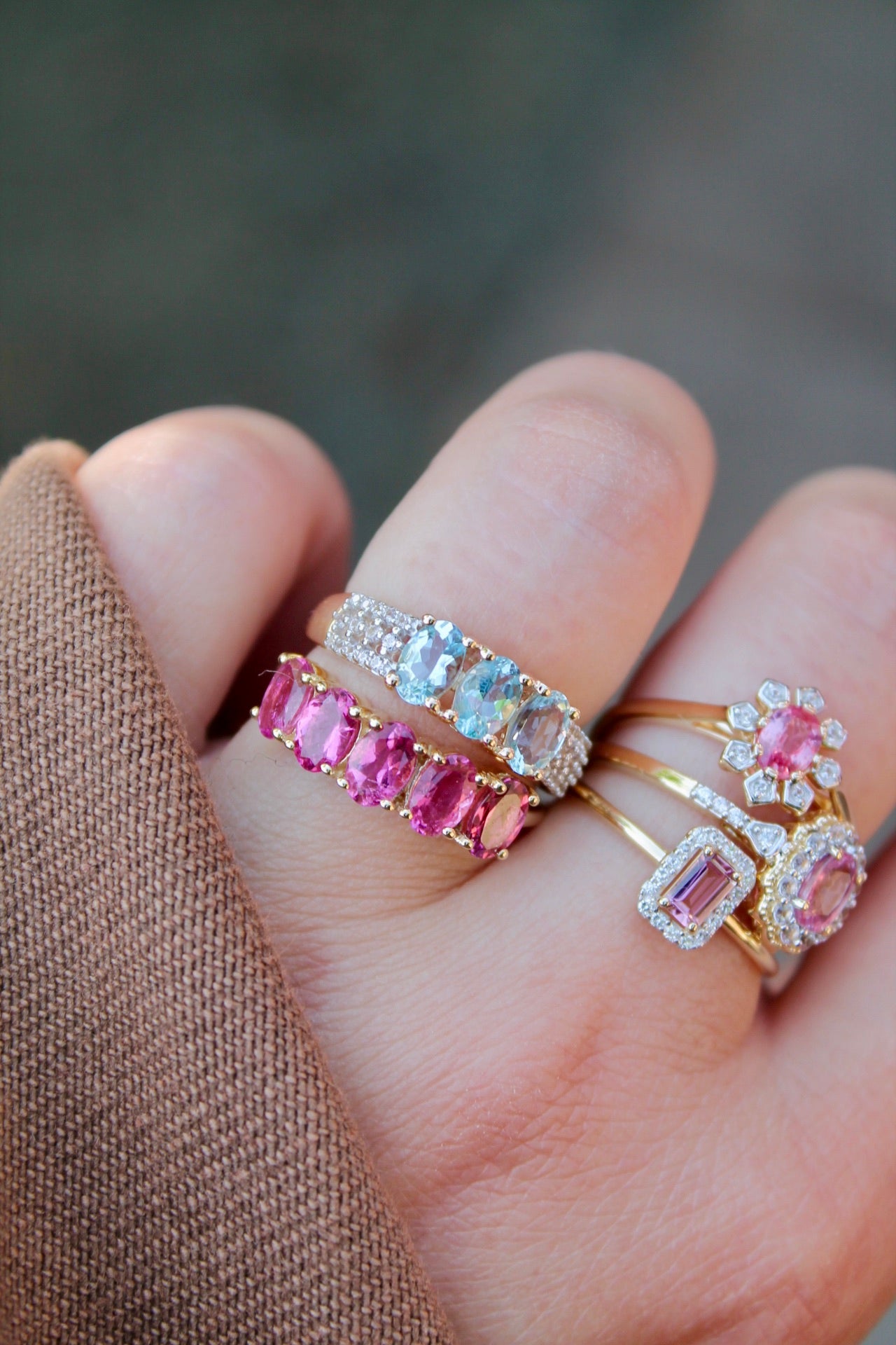 Rubellite Row Ring