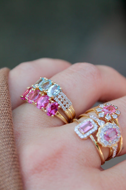 Rubellite Row Ring