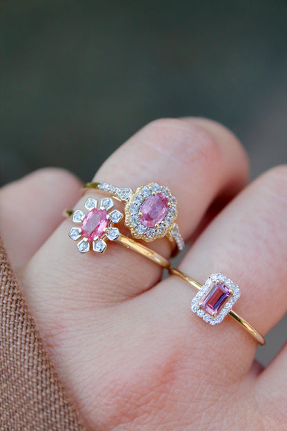Padparadscha Sapphire Cluster Ring