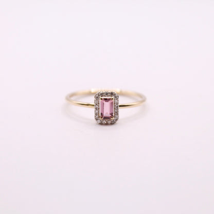 Tourmaline & Diamond Baguette Ring
