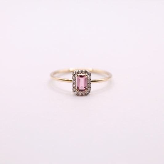 Tourmaline & Diamond Baguette Ring