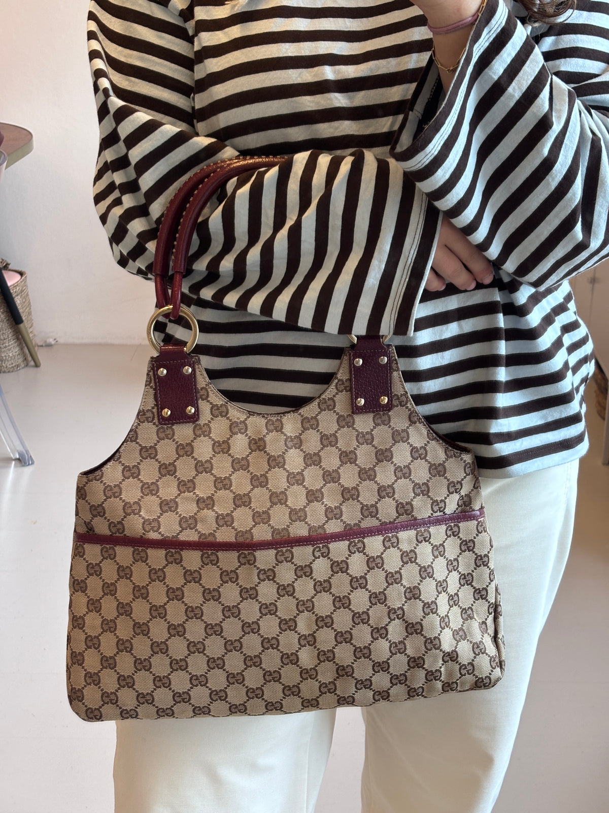 Gucci GG Canvas Hobo Tote Bag