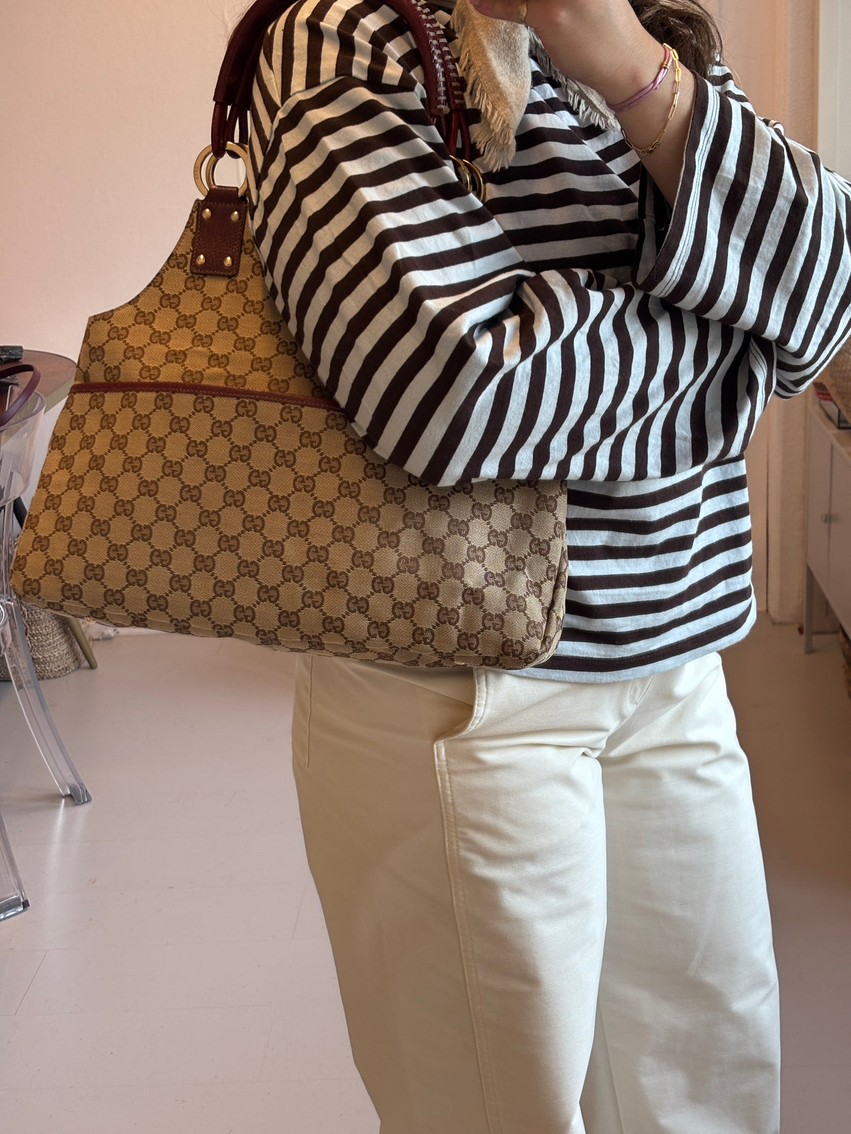 Gucci GG Canvas Hobo Tote Bag