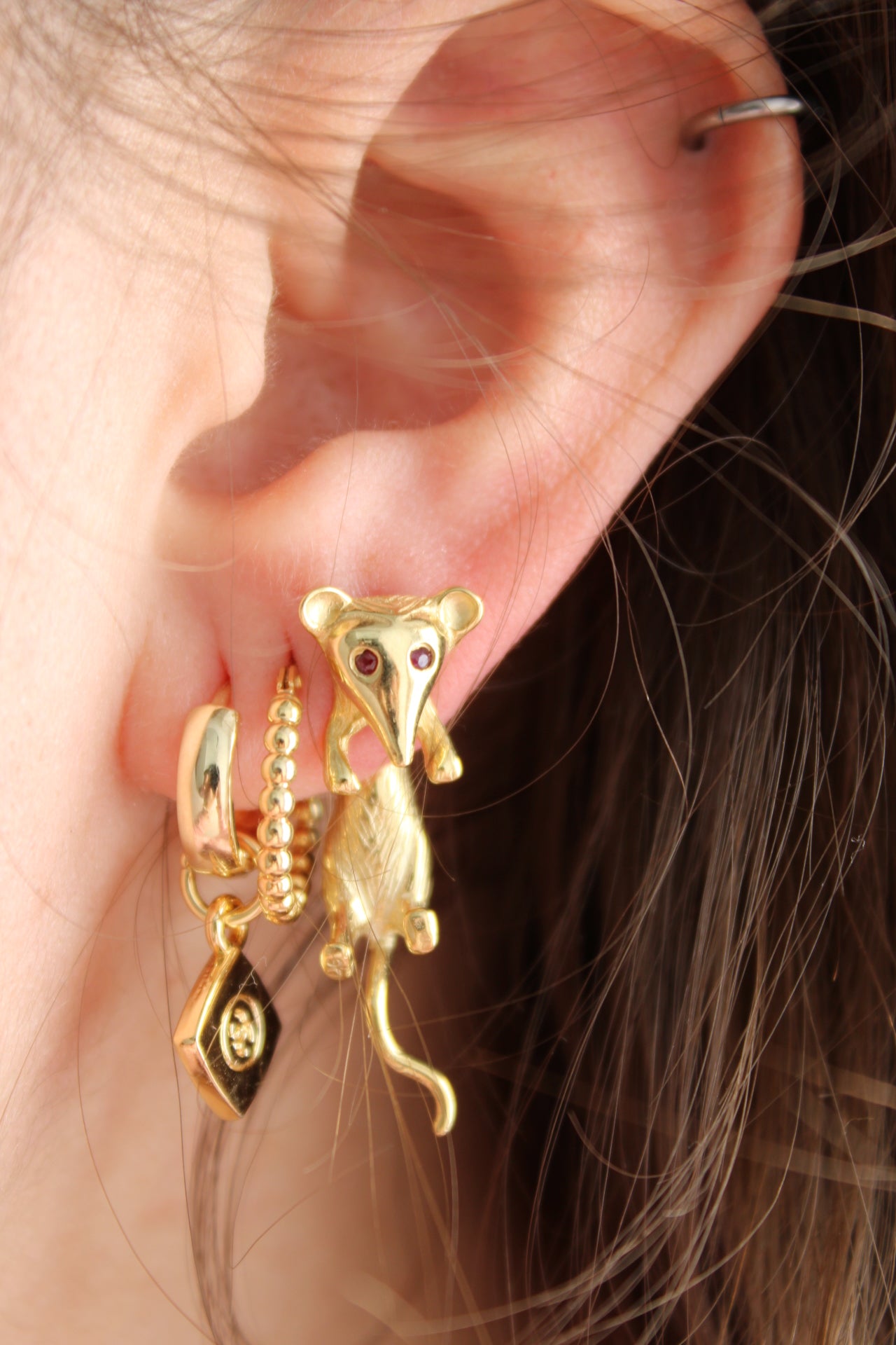 Single Solid Mouse Earring