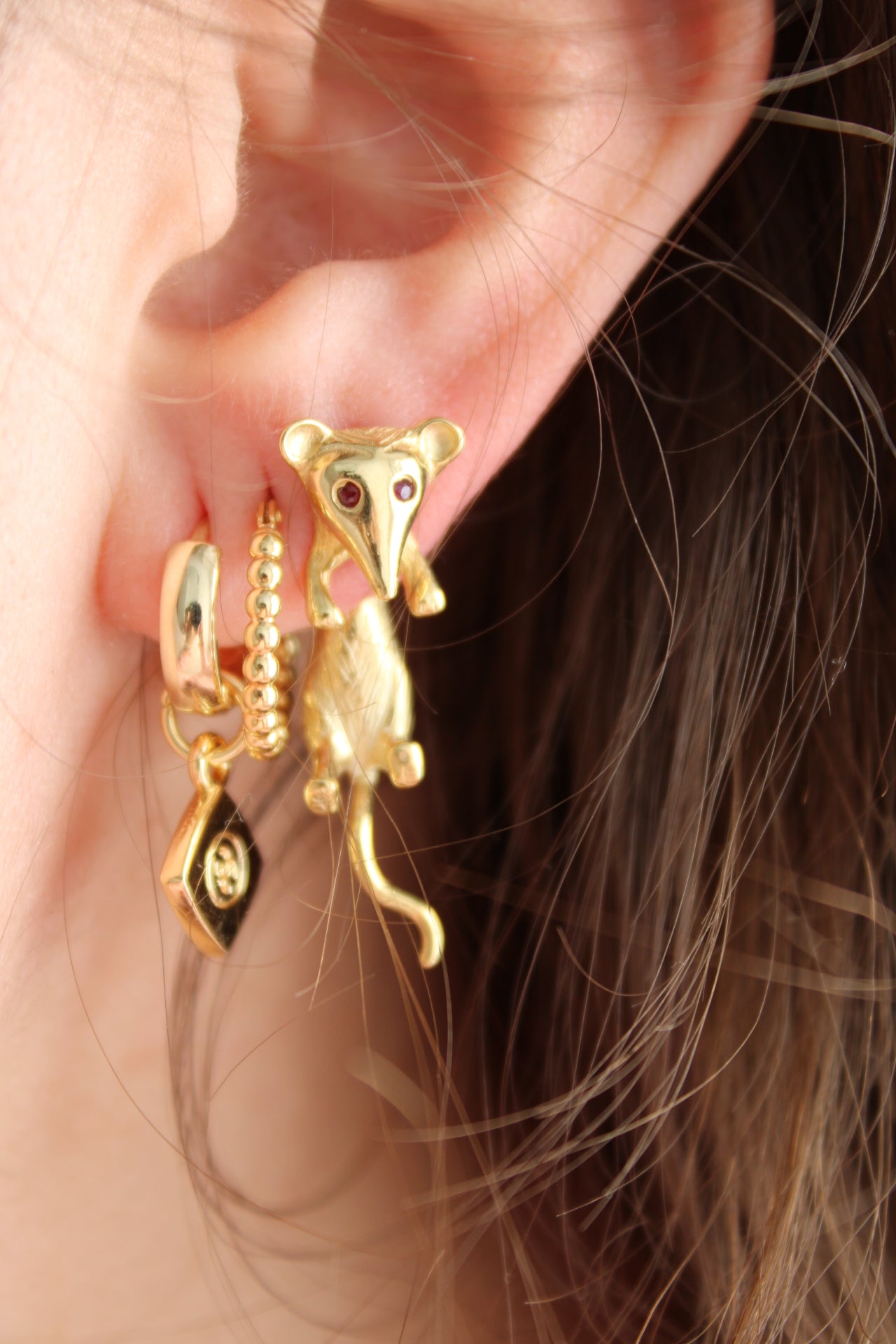 Single Solid Mouse Earring
