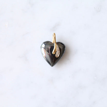 Hematite & Diamond Heart Pendant