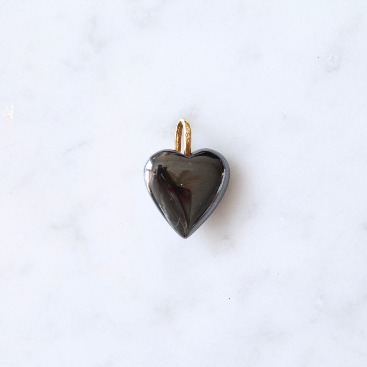 Hematite & Diamond Heart Pendant