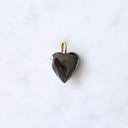 Hematite & Diamond Heart Pendant