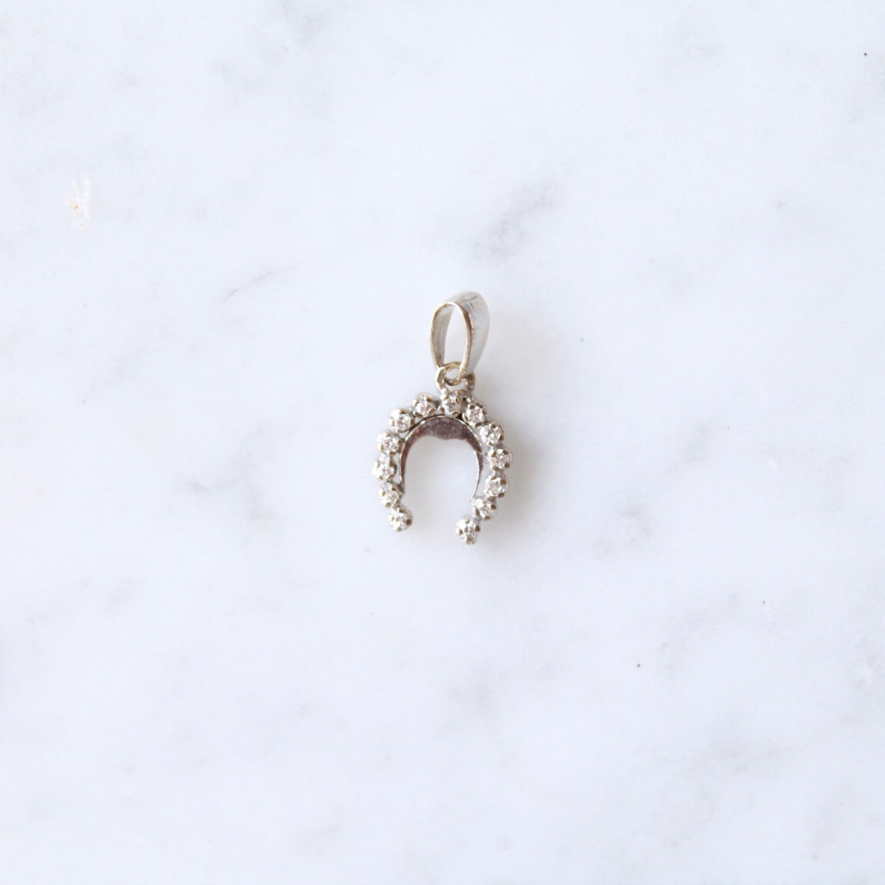 White Gold Diamond Horseshoe Pendant