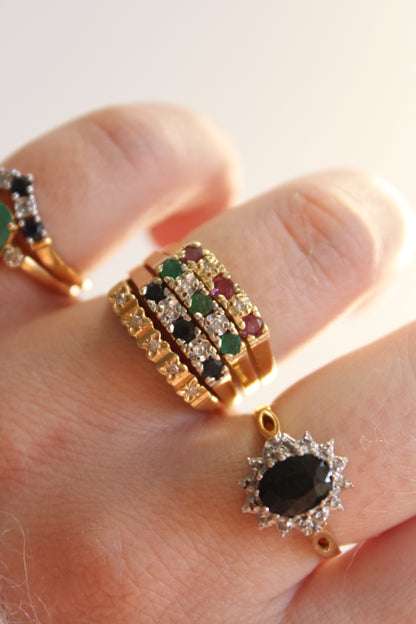 Sapphire & Diamond Row Ring