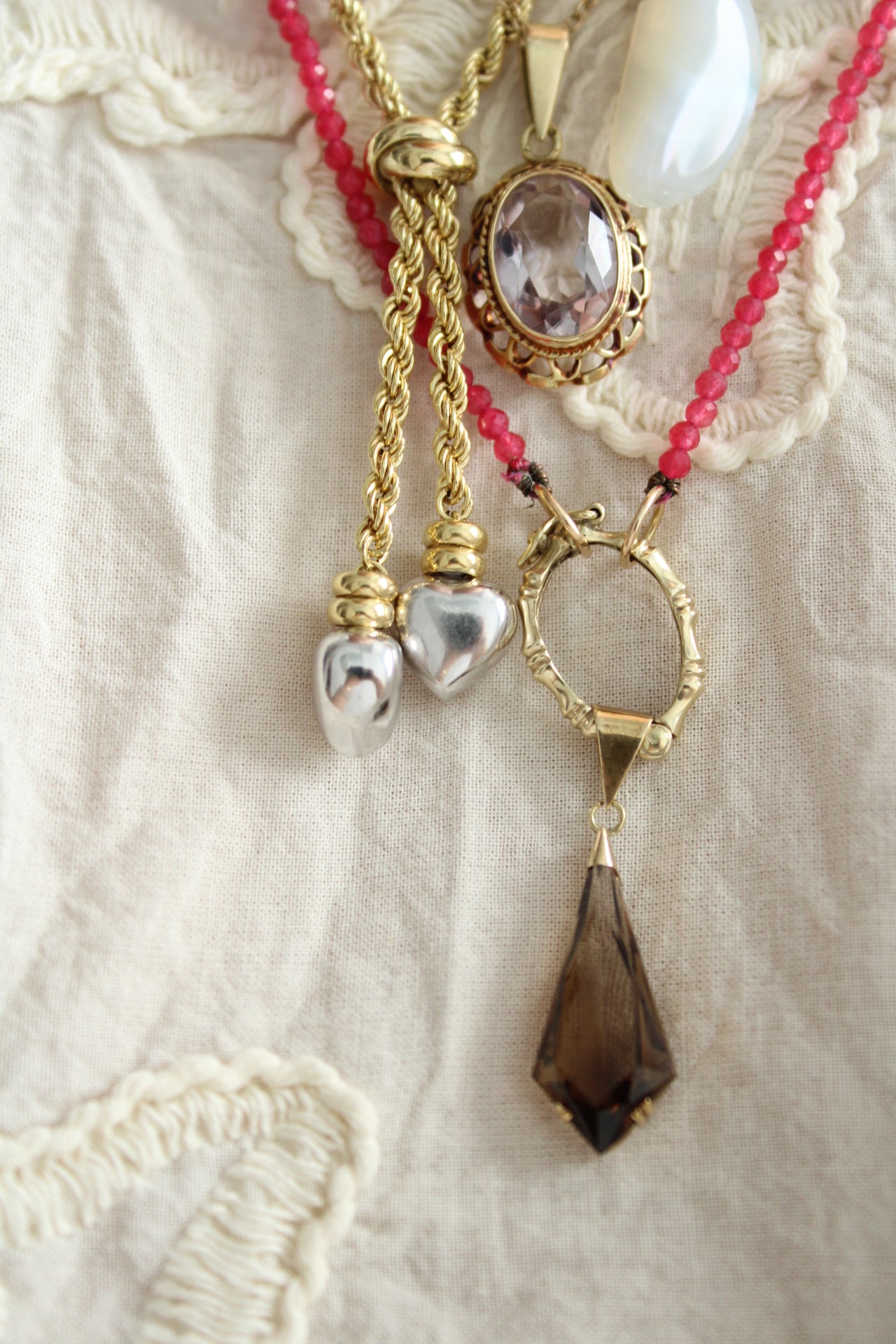 Rope Knot Hearts Necklace