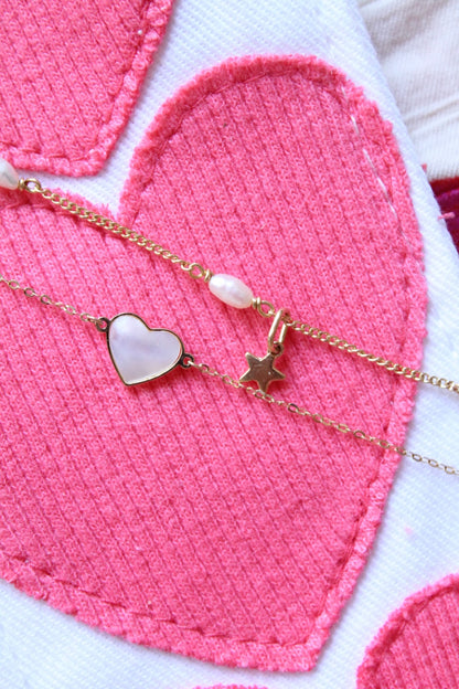 Mother of Pearl Heart Bracelet