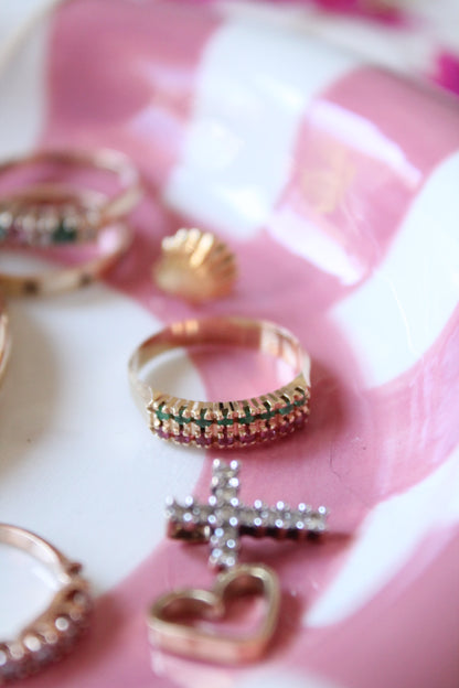 Ruby & Emerald Double Row Ring