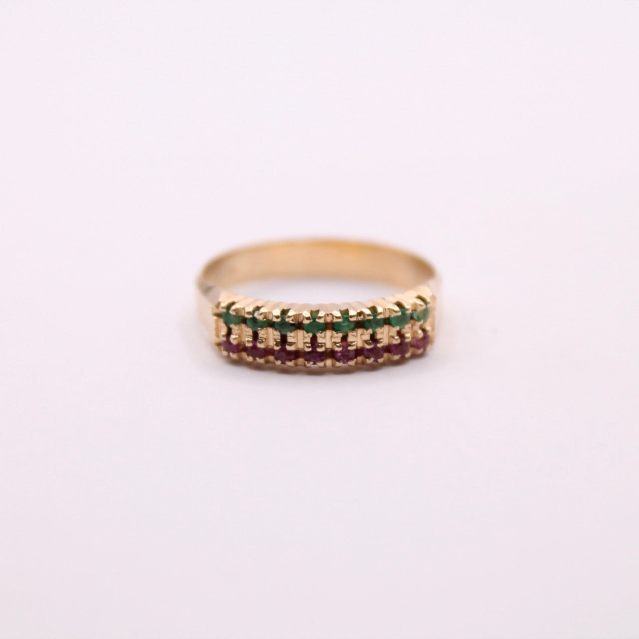 Ruby & Emerald Double Row Ring