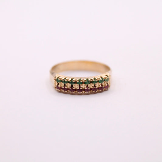 Ruby & Emerald Double Row Ring