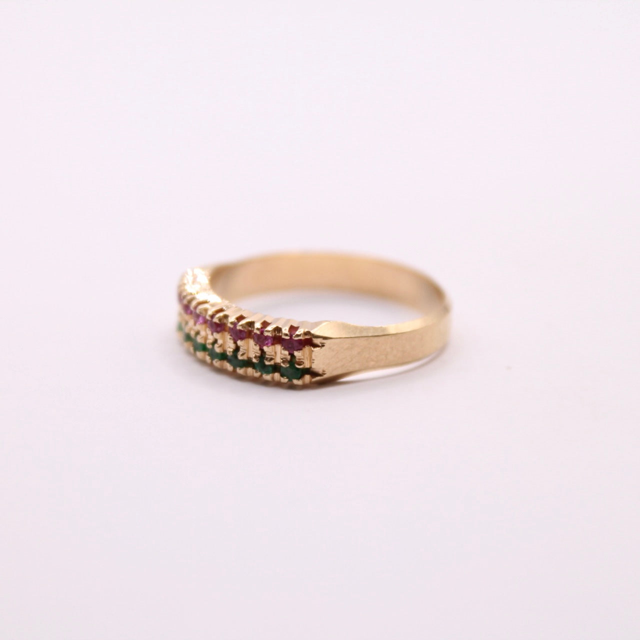 Ruby & Emerald Double Row Ring