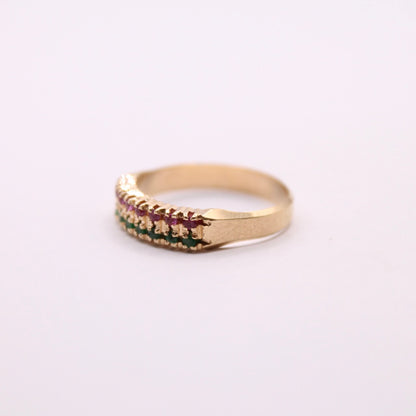 Ruby & Emerald Double Row Ring