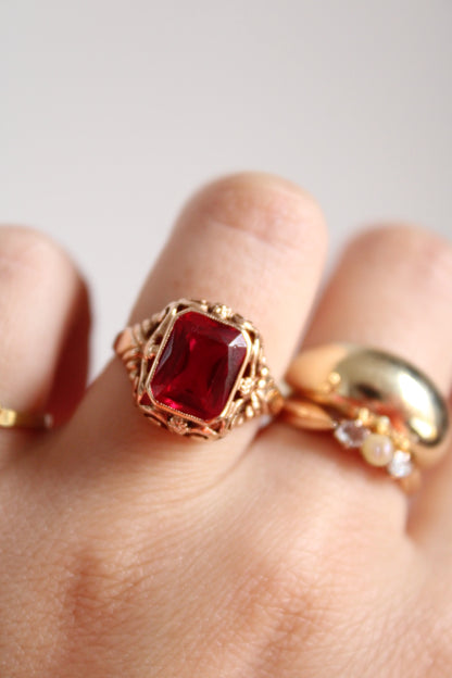Decorated Ruby Statement Ring