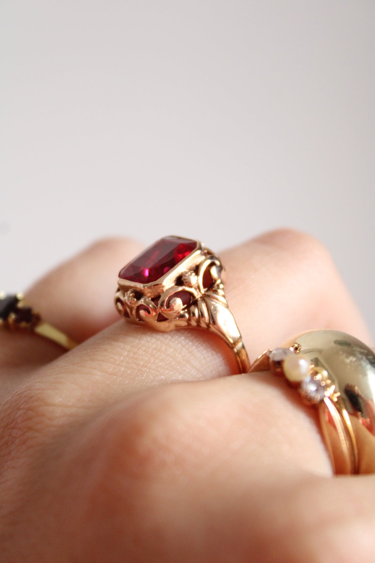 Decorated Ruby Statement Ring