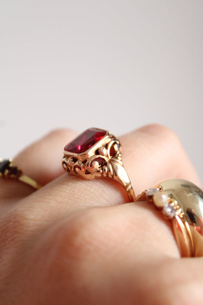 Decorated Ruby Statement Ring