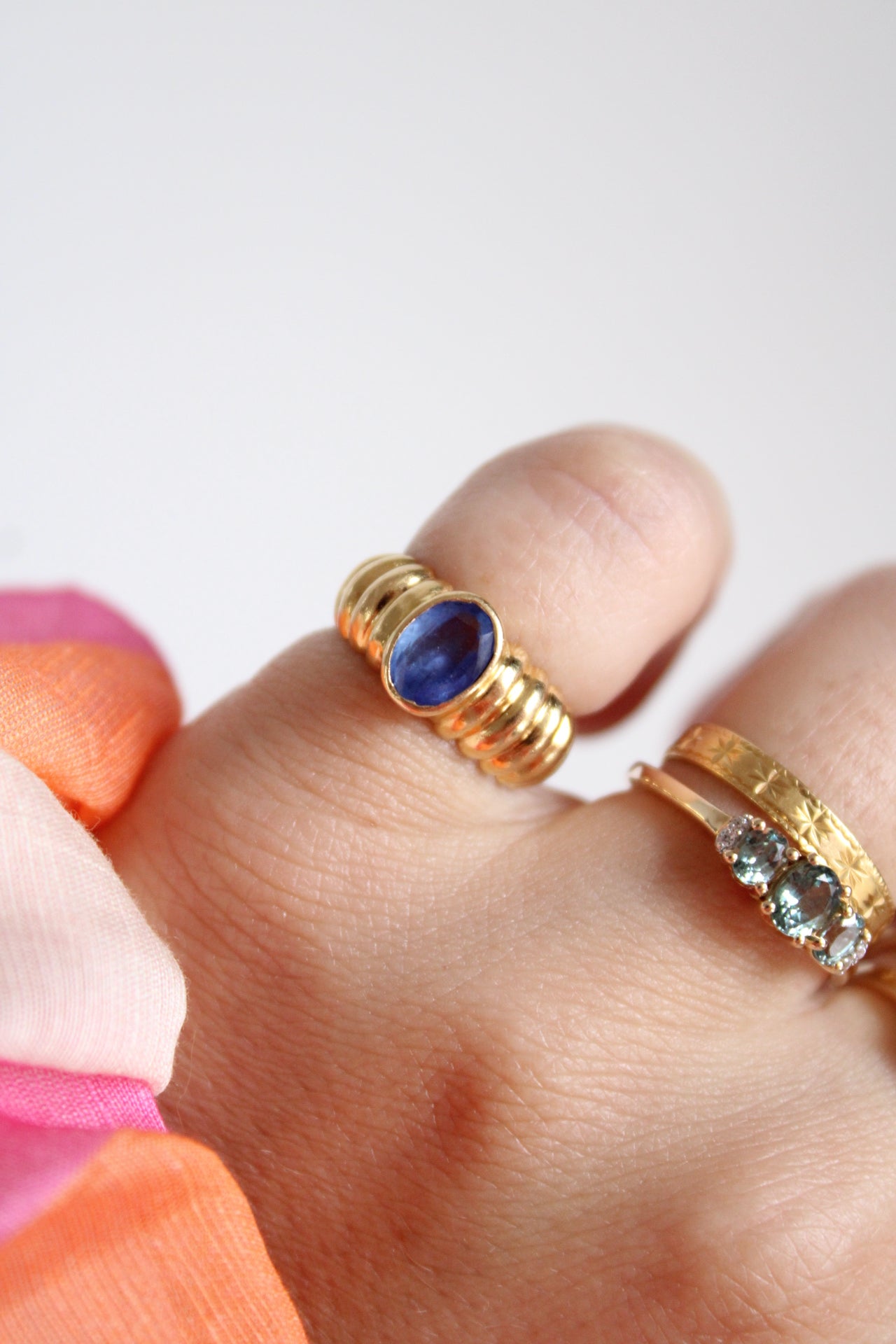 Heavy Sapphire Band Ring