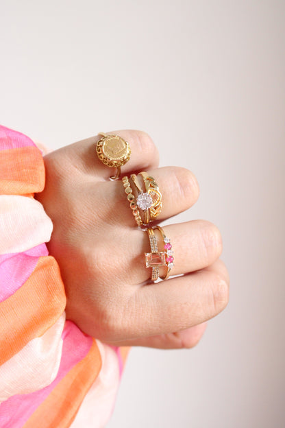 Cabochon Ruby & Canadian Diamond Row Ring