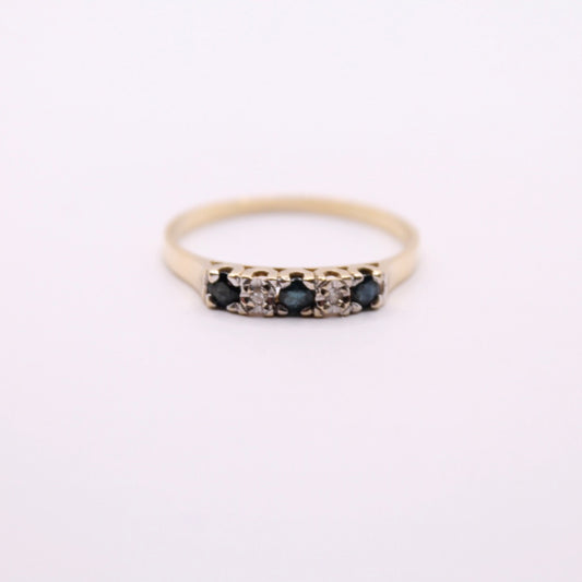 Sapphire & Diamond Row Ring