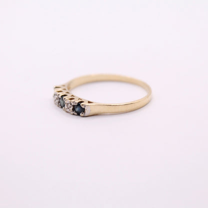 Sapphire & Diamond Row Ring