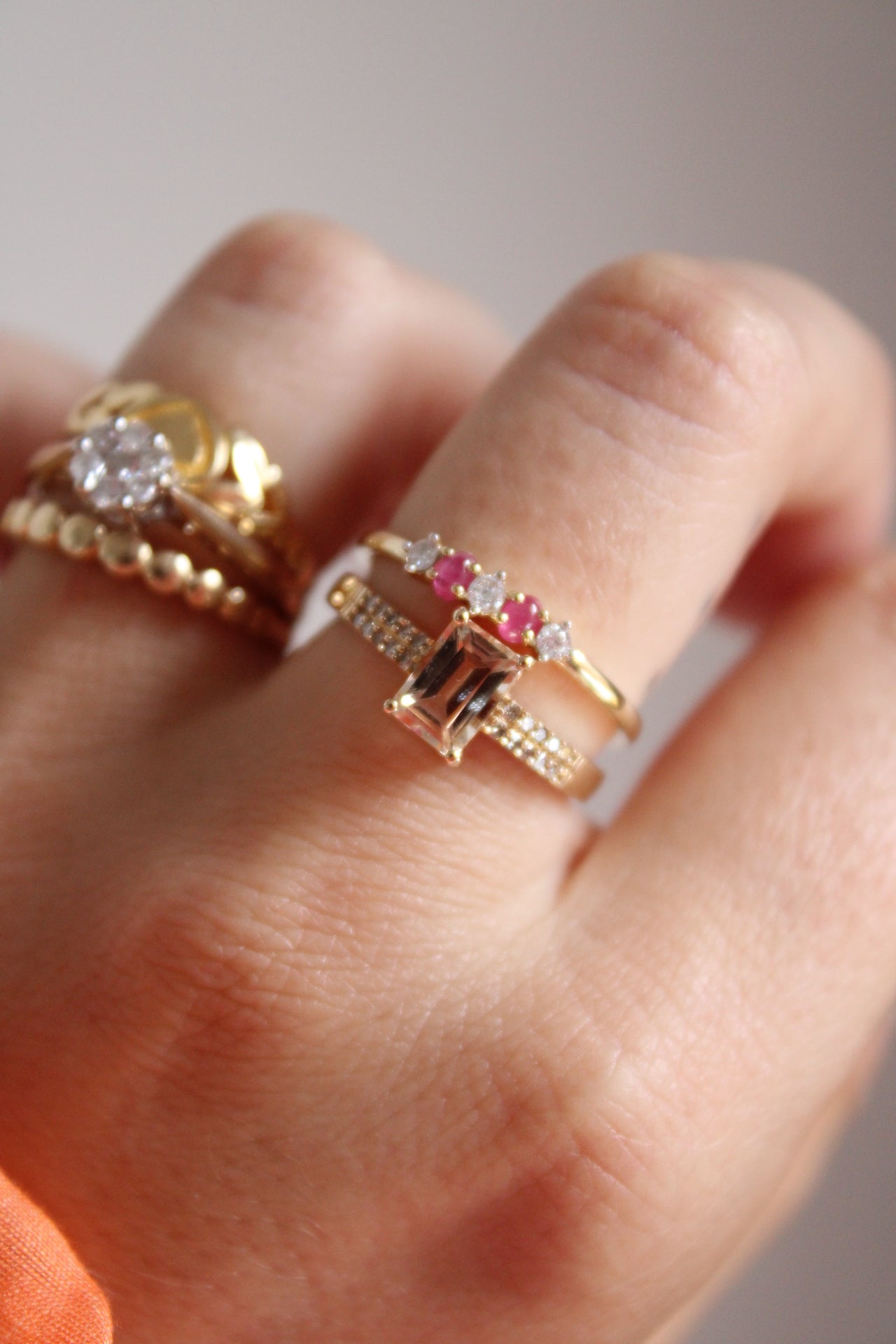 Morganite & Champagne Diamond Ring