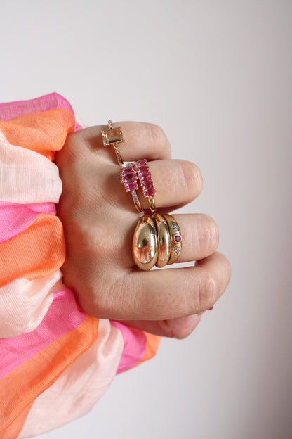 Pink Sapphire Trilogy Ring