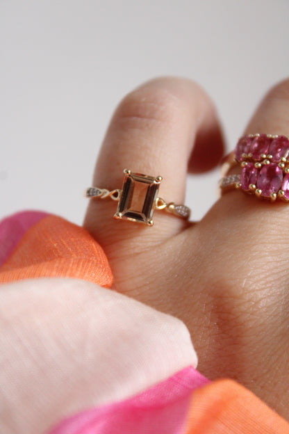 Morganite & White Zircon Ring