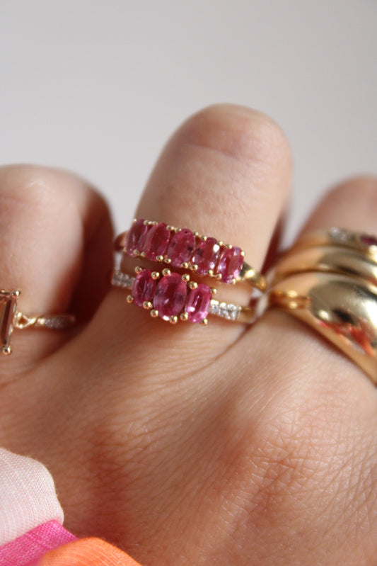 Pink Sapphire Trilogy Ring