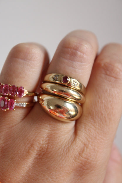 Ruby & Diamond Hearts Band Ring