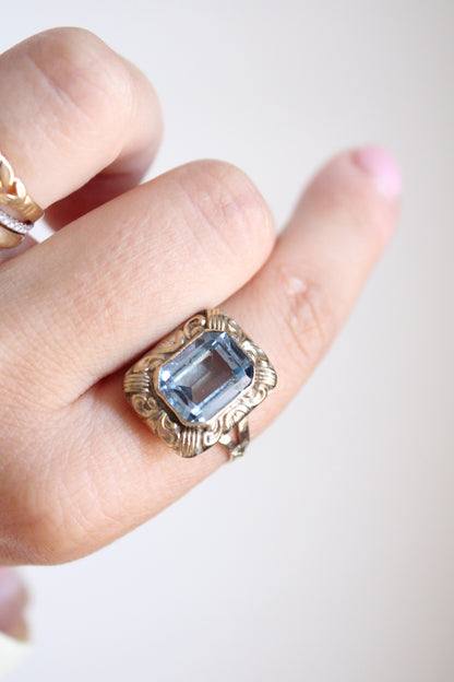 Decorated Aquamarine Statement Ring
