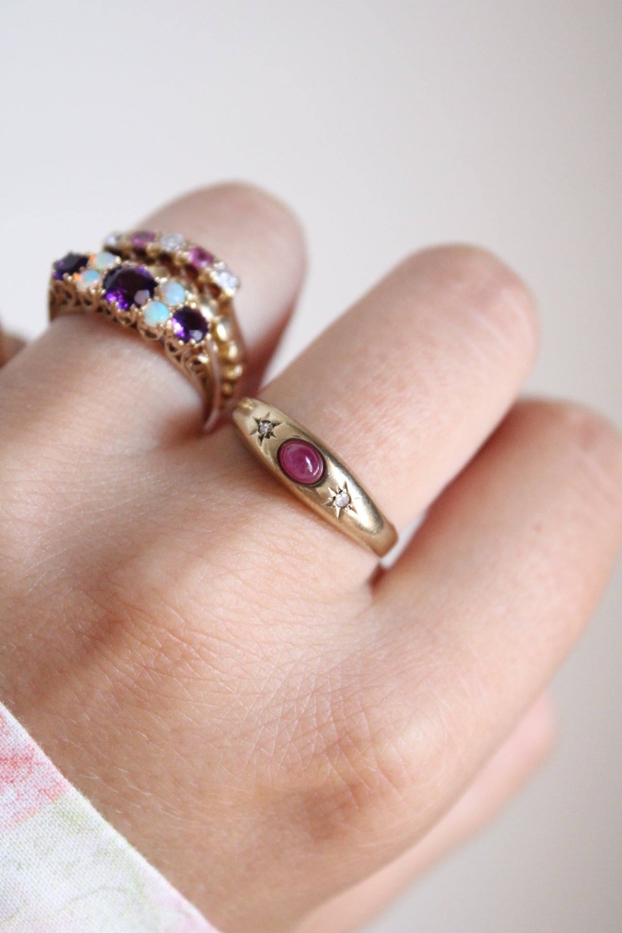 Ruby & Diamond Star Band Ring