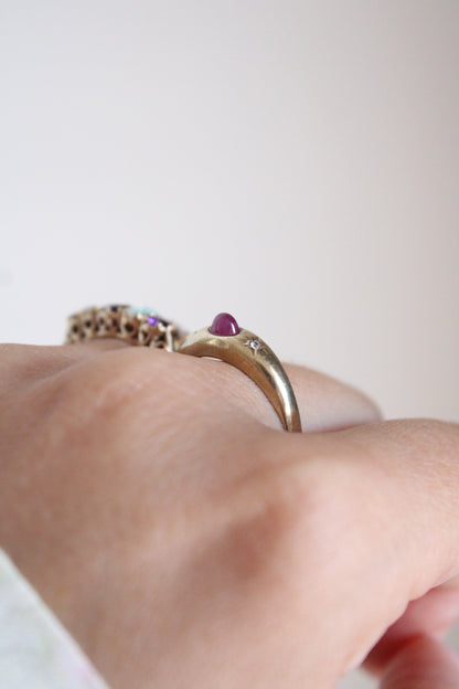 Ruby & Diamond Star Band Ring