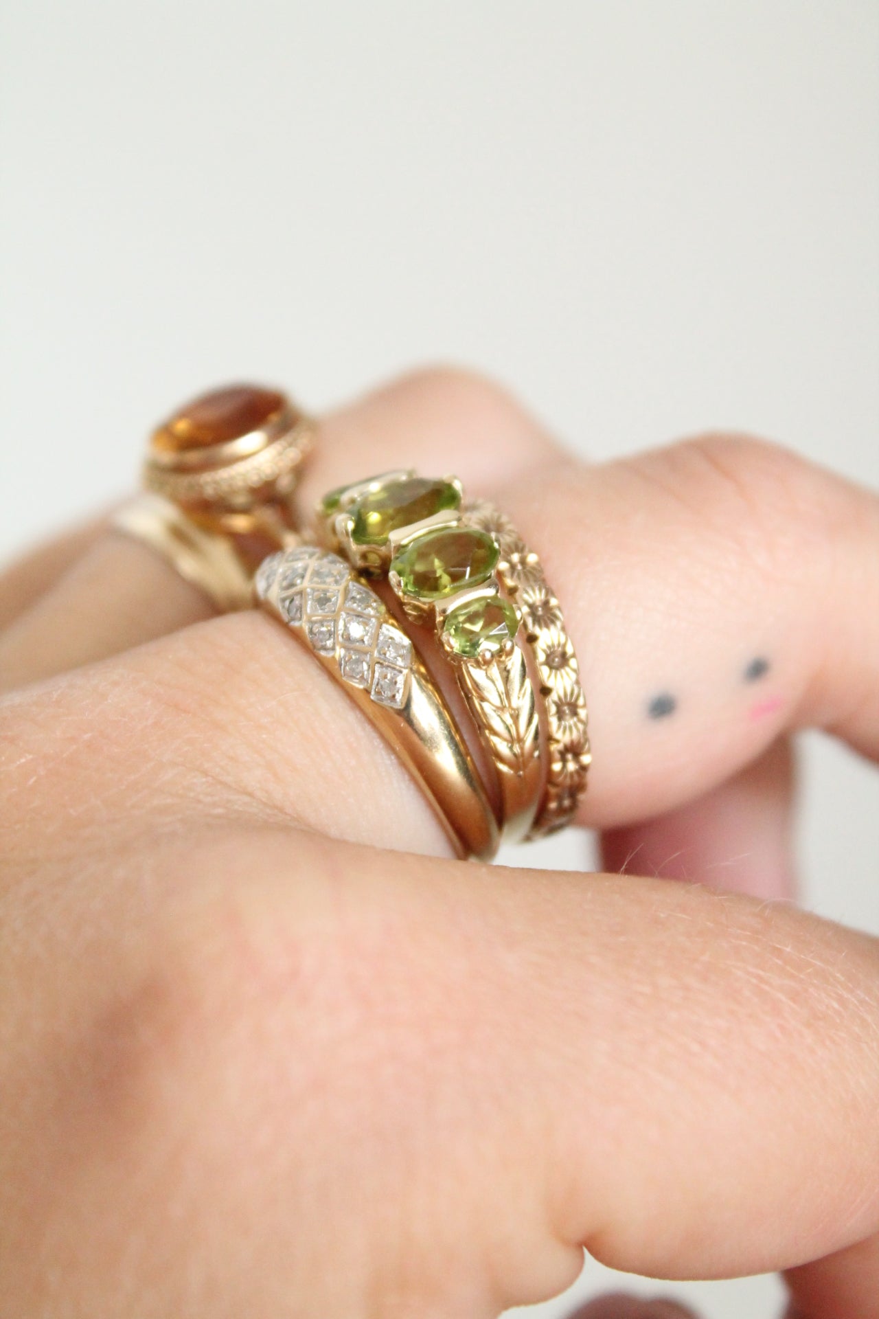 Victorian Peridot Row Ring