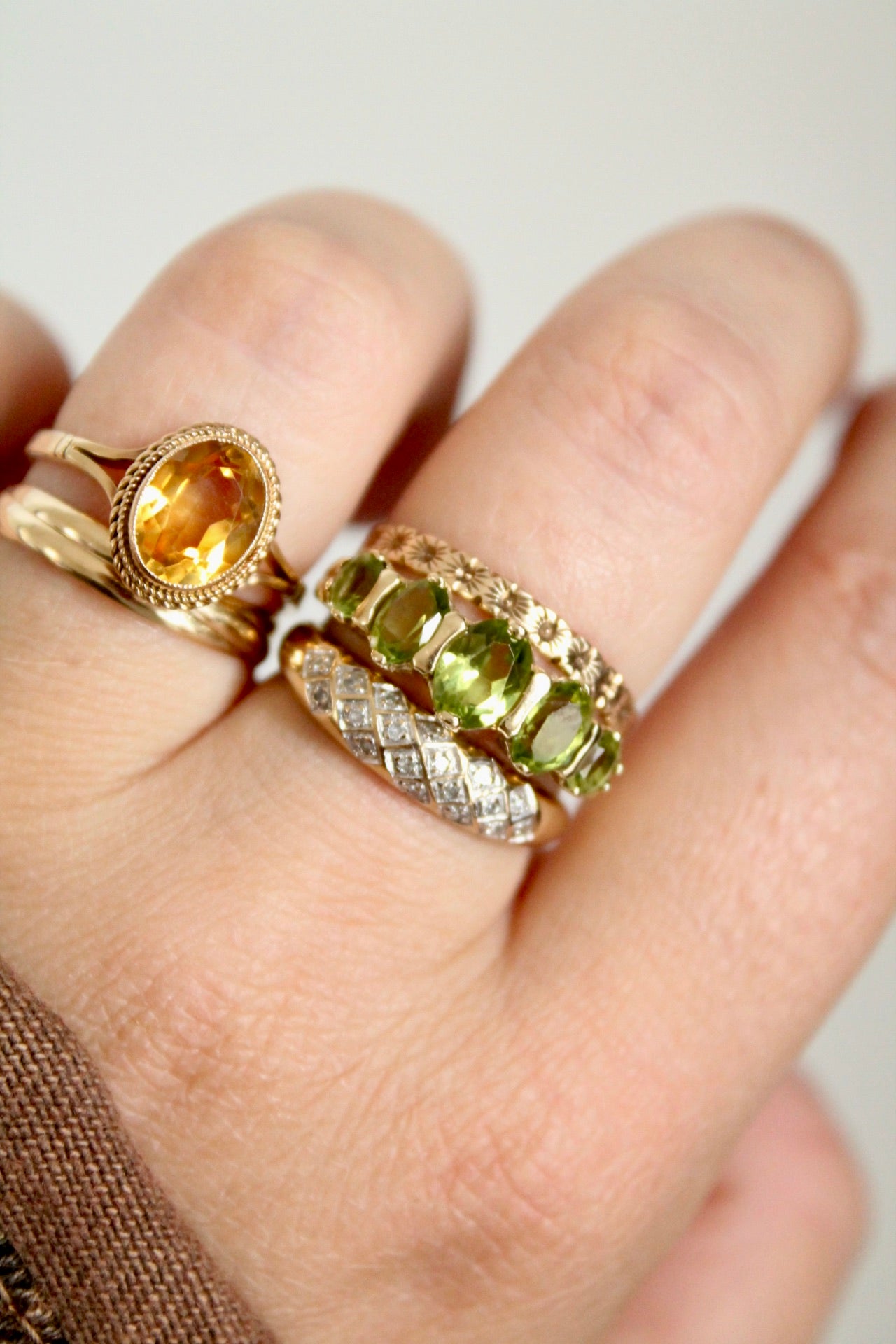 Victorian Peridot Row Ring