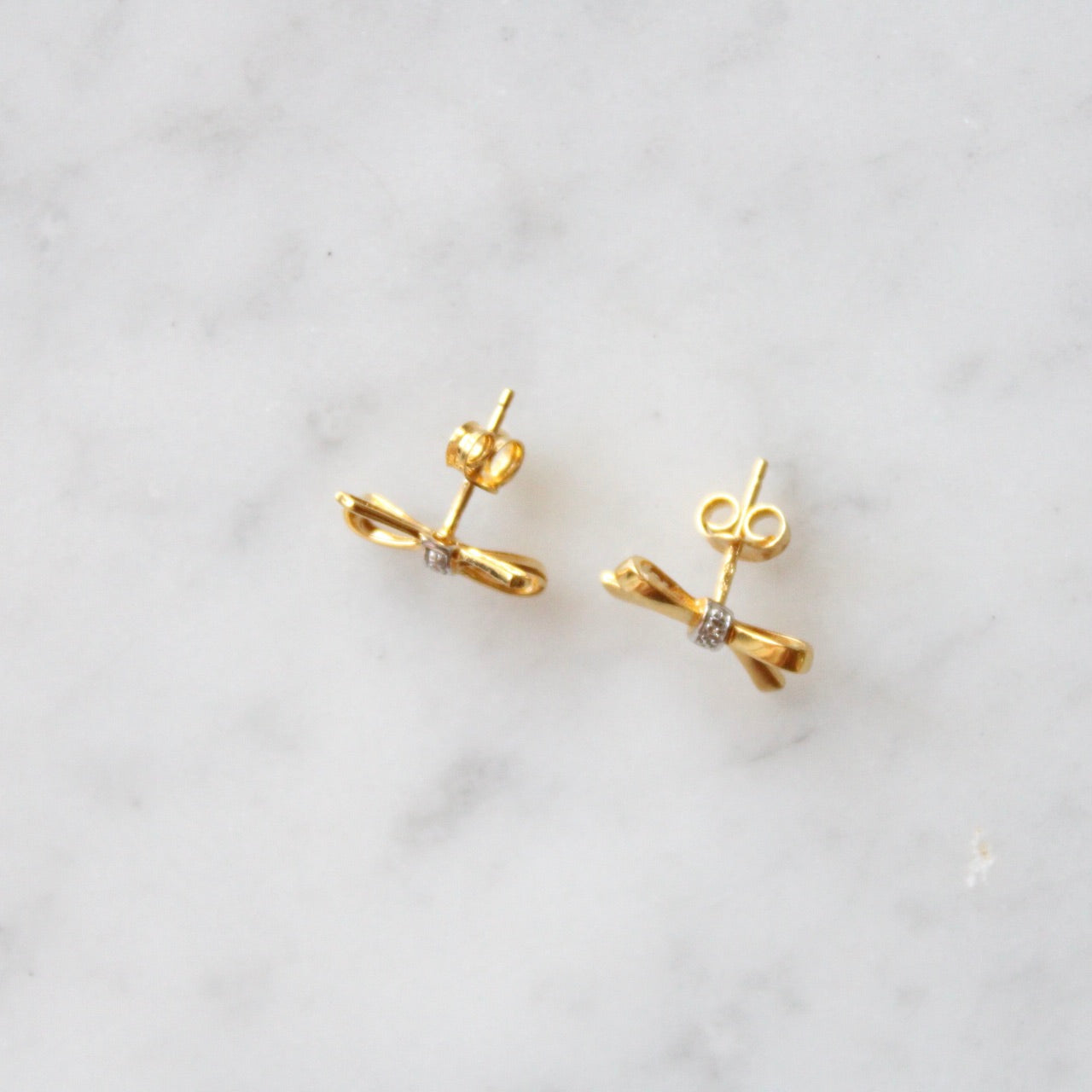 Diamond Bow Stud Earrings