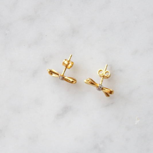 Diamond Bow Stud Earrings