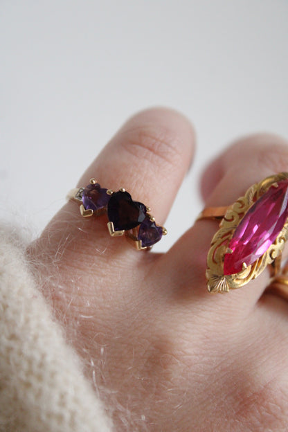 Amethyst Heart Trilogy Ring