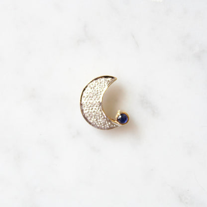 Diamond & Sapphire Moon Pendant