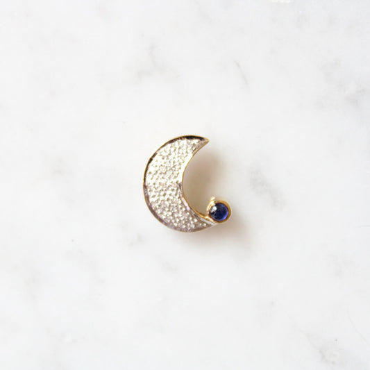 Diamond & Sapphire Moon Pendant